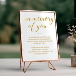 Poster Or En Mémoire De Vous Poème Mariage Mémorial