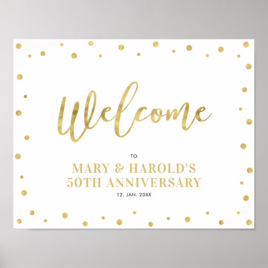 Poster Or et blanc | Symbole moderne Confetti Welcome Par (Devant)