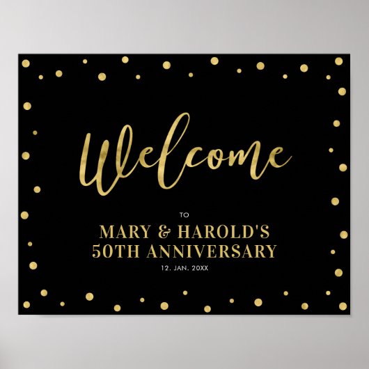 Poster Or et noir | Symbole moderne Confetti Welcome Part (Devant)