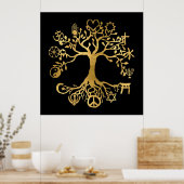Poster or et noir World Peace Tree (Cuisine)