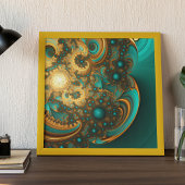 Poster Or fractal moderne bleu turquoise