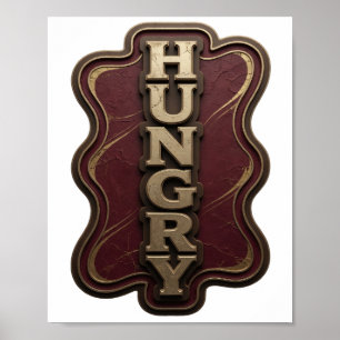 Poster Or frappant Texte 3D Art HUNGRY
