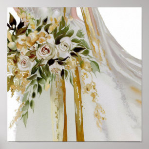 Poster Or glamour, Bouquet en cascade nuptiale 1,