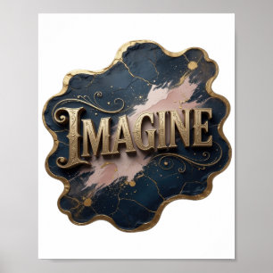 Poster Or IMAGINE en or captivant