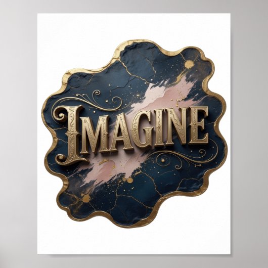 Poster Or IMAGINE en or captivant (Devant)