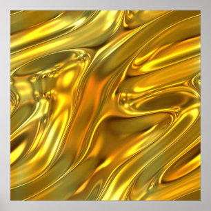 Poster Or liquide Abstrait