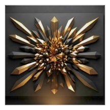 Or Luxueux et Cristal Foncé Géométrique 3D Glos