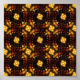 Poster Or Moderne Bohème Élégant Motif d'Art Abstrait #50