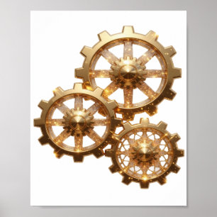 Poster Or Moderne ENGRENAGES DE RICHESSE
