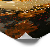 Poster Or noir Abstrait Tourbillon Lune Moderne (Coin)