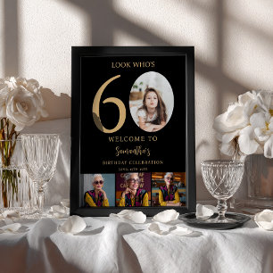Poster Or noir moderne 60e anniversaire 4 Photo Bienvenue