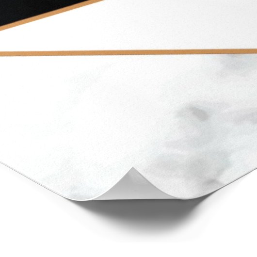 Poster Or noir moderne Abstrait sur le Marbre blanc (Coin)