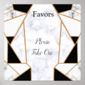 Poster Or noir moderne Abstrait sur le Marbre blanc (Devant)