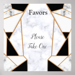 Poster Or noir moderne Abstrait sur le Marbre blanc