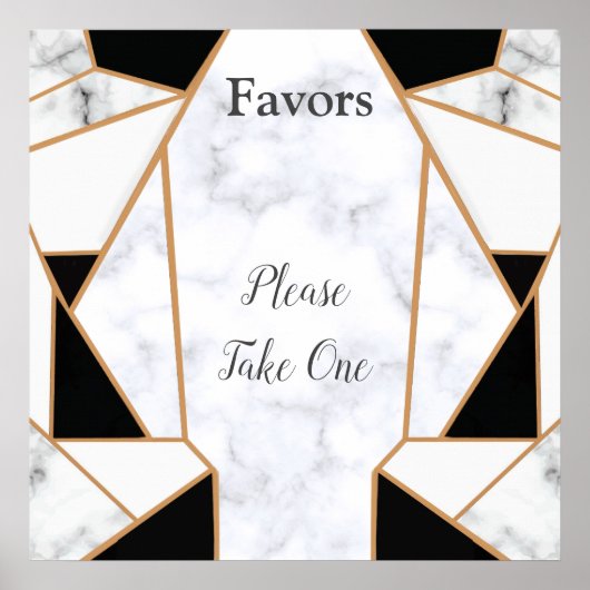 Poster Or noir moderne Abstrait sur le Marbre blanc (Devant)