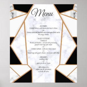 Poster Or noir moderne Abstrait sur le Marbre blanc