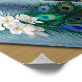 Poster Or, plumes de paon sur soie vert émeraude (Coin)