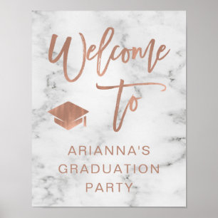 Poster Or Rose Faux et marbre Accueil Grad Party