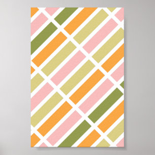 Poster Or rose orange et rayures vertes