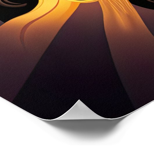 Poster Or souriant Mandala Sun AI Art (Coin)