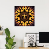 Poster Or souriant Mandala Sun AI Art (Bureau à domicile)
