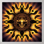Poster Or souriant Mandala Sun AI Art (Devant)