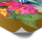 Poster Or sur soie blanche avec splendeur tropicale (Coin)