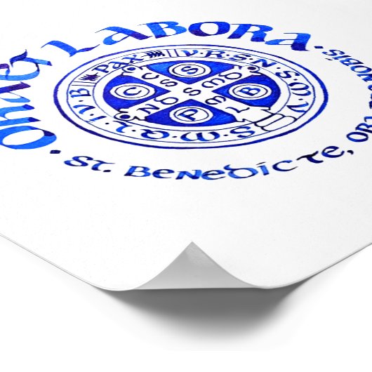 Poster Ora et Labora - Bleu (Coin)