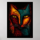 Poster Oracle de chat primal Art abstrait – Expressionnis (Devant)