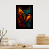 Poster Oracle de chat primal Art abstrait – Expressionnis (Cuisine)