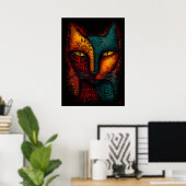 Poster Oracle de chat primal Art abstrait – Expressionnis (Bureau à domicile)