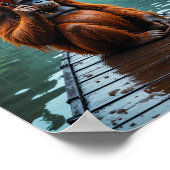 Poster Orang-outan avec parapluie orange (Coin)