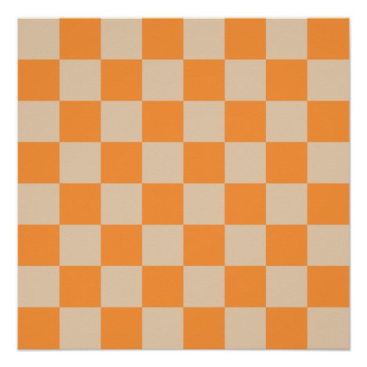 Poster Orange À damiers En vichy Motif (Devant)