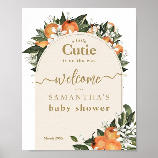 Poster Orange agrumes grenery Petit Baby shower cuite (Devant)
