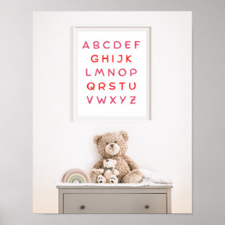 Poster Orange Alphabet Capital Letters Teacher Kids Room