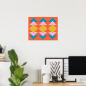 Poster Orange and Blue Geometric Scandinavian Design (Bureau à domicile)