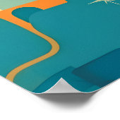 Poster Orange and Teal Geometric Abstract (Coin)