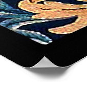 POSTER ORANGE ARBRE AVEC FEUILLES VERTS, FLEURS (Coin)