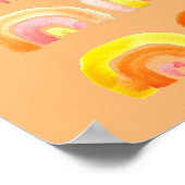 Poster Orange arc-en-ciel art rétro mignon (Coin)