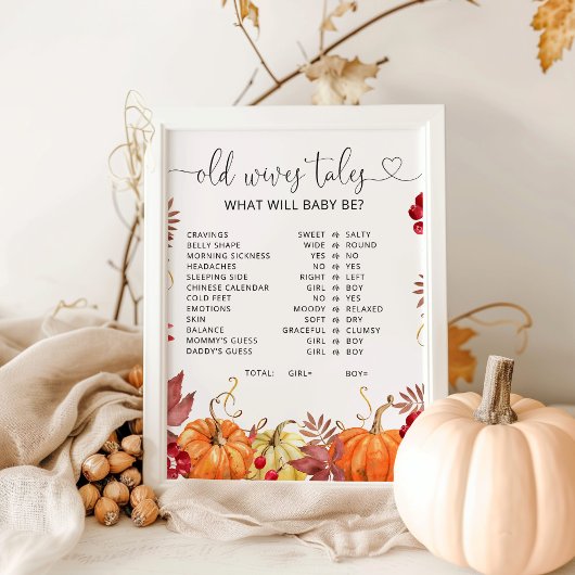 Poster Orange automne petit citrouille Old Wives Contes