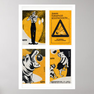 Poster Orange & Black Matchbox Labels Grille d'impression