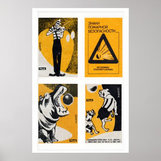 Poster Orange & Black Matchbox Labels Grille d'impression (Devant)