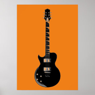 Poster Orange Black Pop Art Guitare électrique