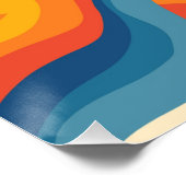 Poster Orange Bleu Abstrait Rétro Wavy Stripe Moderne (Coin)