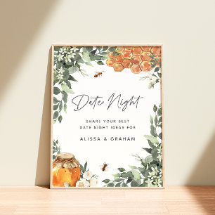 Poster Orange Blossom Bee Fête des mariées Date Jar Signa