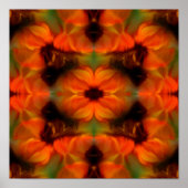 Poster Orange Brown Fleurs Abstraites (Devant)