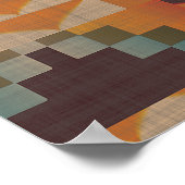 Poster Orange Brown Rouge Turquoise Bleu Ethnic Tribal Mo (Coin)