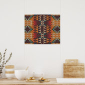 Poster Orange Brown Rouge Turquoise Bleu Ethnic Tribal Mo (Cuisine)