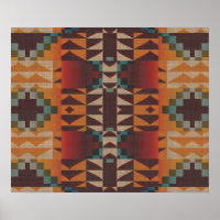 Orange Brown Rouge Turquoise Bleu Ethnic Tribal Mo