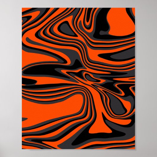Poster Orange brûlé et fluide noir (Devant)